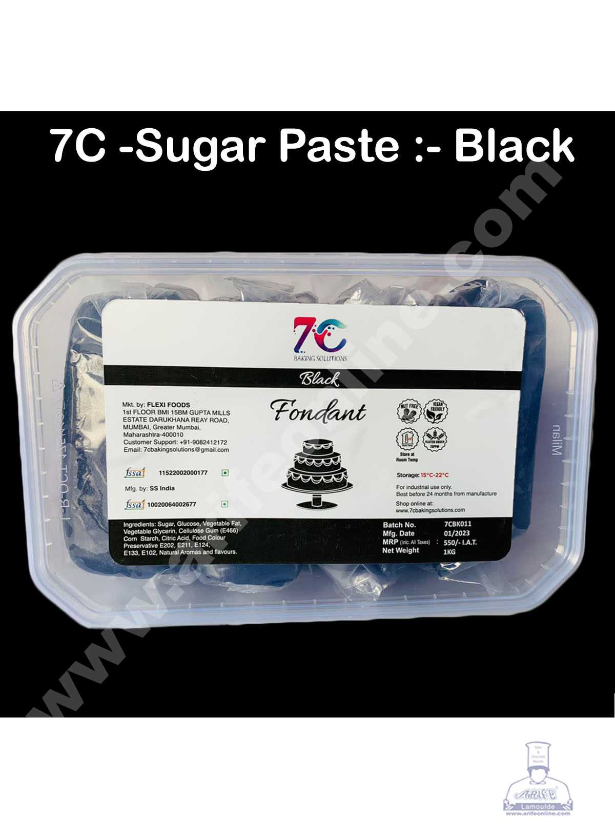 7C Fondant - Black (1 KG) (MOQ 12 PCS) (RFE)