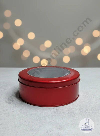 Dream Tin with Window (IMP) | Dream Cake Tin | Torte cake | Cookie |Red| 13.5 cm x 5 cm |Big (OD)