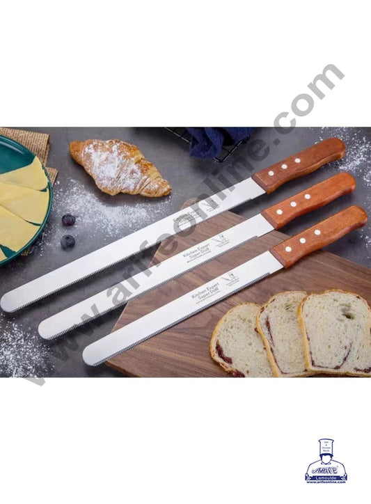 12" Small Teeth Wooden Handle Bread Knife | Cake Slicer (MOQ 12 PCS) (MD)