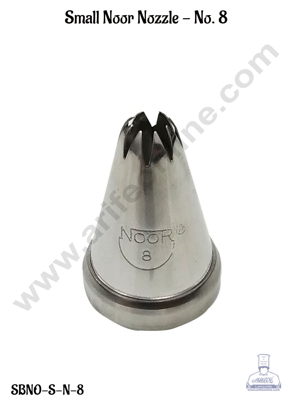 Small Noor Icing Tip Nozzle No. 8 Shape Icing Nozzle with Collar Ring | Piping Steel Nozzle (MOQ 50 PCS)