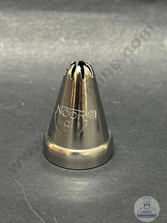 Small Noor Icing Tip Nozzle No. 8 Shape Icing Nozzle with Collar Ring | Piping Steel Nozzle (MOQ 50 PCS)