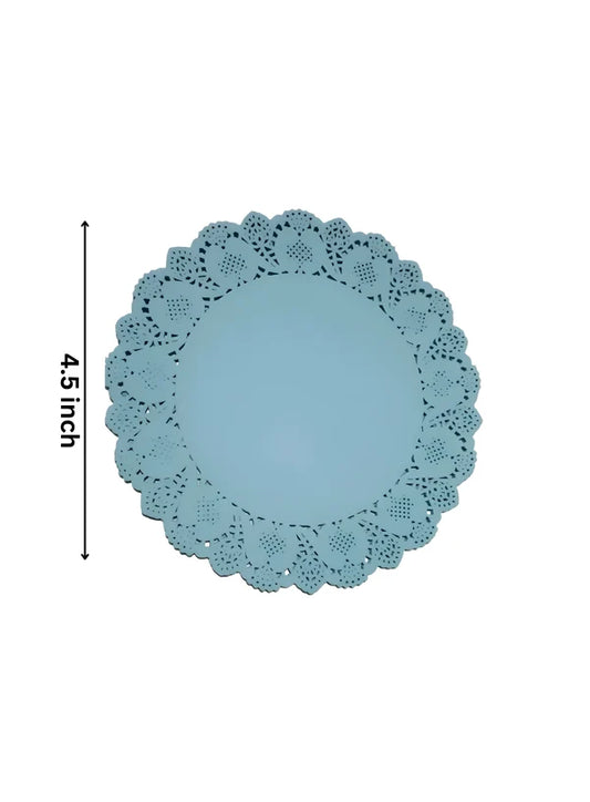 4.5 Inch Paper Doilies | Round Placemats | Disposable Food-Grade Paper Mats – Sky Blue | Pack of 100 (SBPD-SB-4.5) (MOQ 12 PACK)