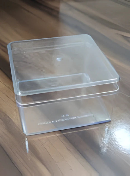 500ml Transparent Acrylic Dessert Square Tub With Lid (MOQ 500 PCS) (RE)