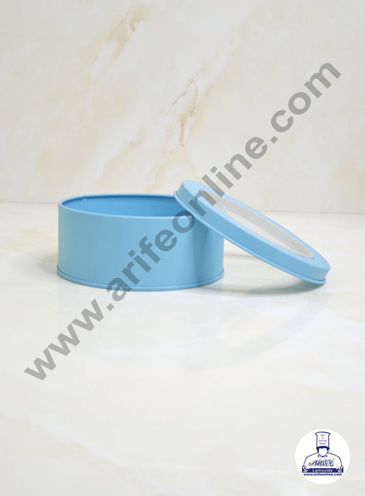 Dream Tin with Window (IMP) | Dream Cake Tin Torte cake Cookie Cake Tin - Sky Blue Color - 11 cm X 5cm (MOQ 1 BOX) (FE)