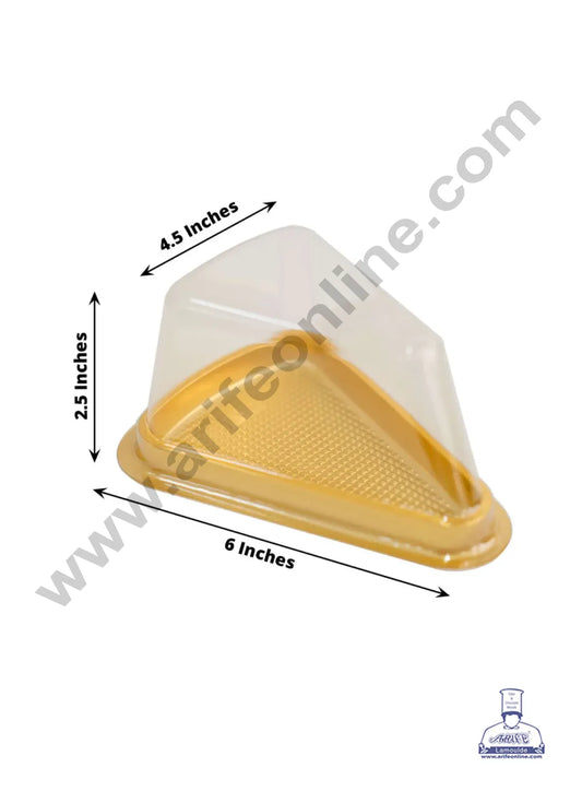Gold Base PVC Triangle Pastry box with Clear Lid | Slice Box | Dessert Package | Pastry box (MOQ 500 PCS) (E)