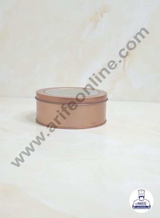 Dream Tin with Window (IMP) | Dream Cake Tin Torte cake Cookie Cake Tin - Copper Color - 11 cm X 5cm (FE)