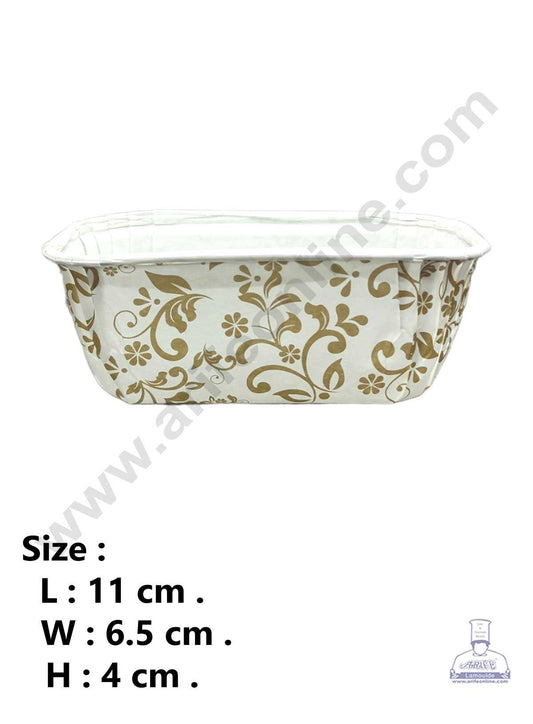 CAKE DECOR™ 10 Pcs Small White Golden Leaf Design Bake and Serve Plum Cake Mold