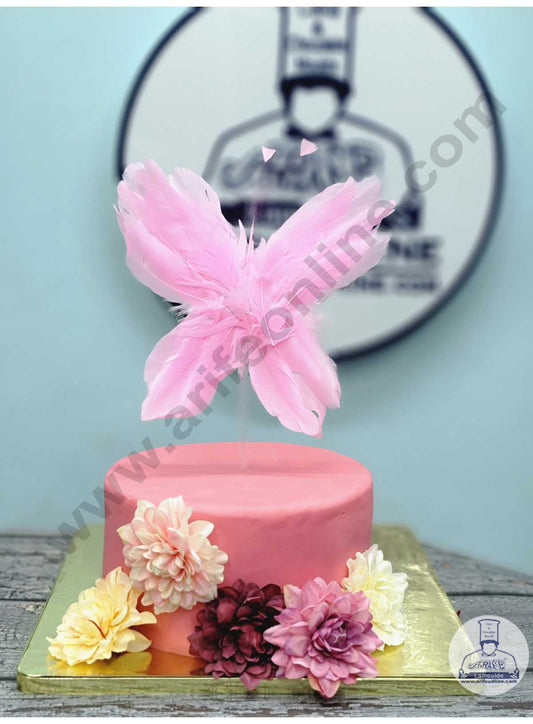 CAKE DECOR™ Butterfly Feather Topper For Cake Decorations - Pink ( 1 pc Pack )