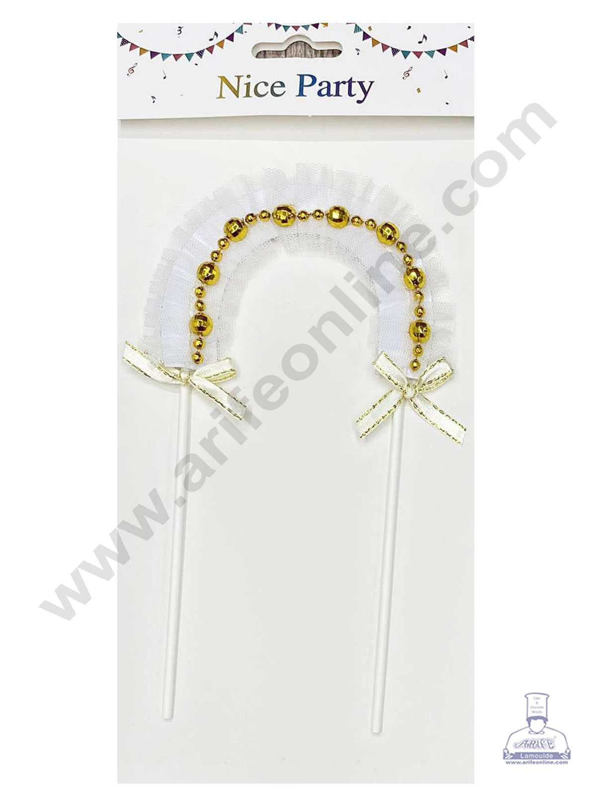 CAKE DECOR™ Net Arch with Beeds Cake Topper - Golden (SB-Topper-302-Gold)