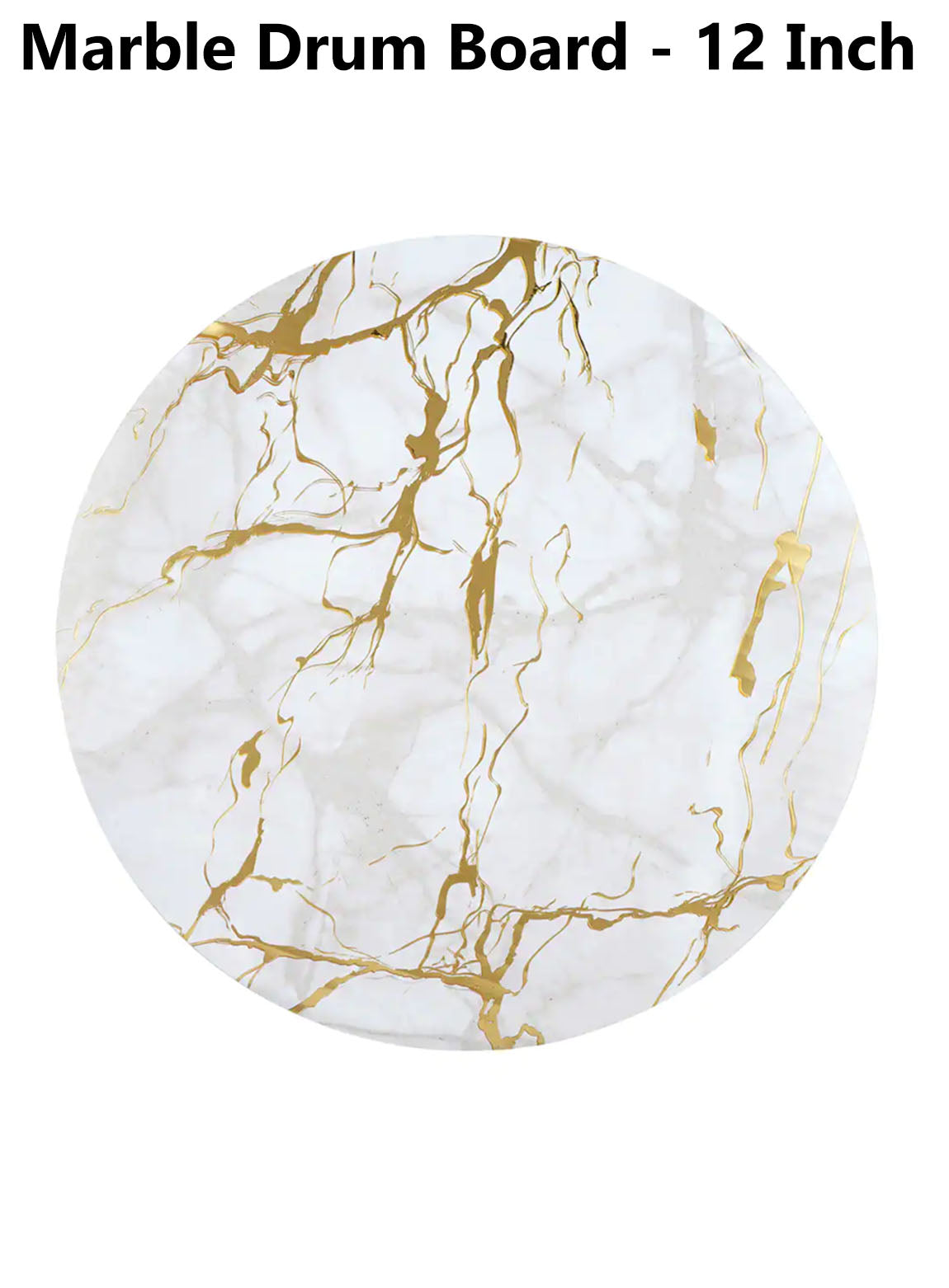 CAKE DECOR™ White Marble Round Drum Cake Board Cake Base - 12 Inch