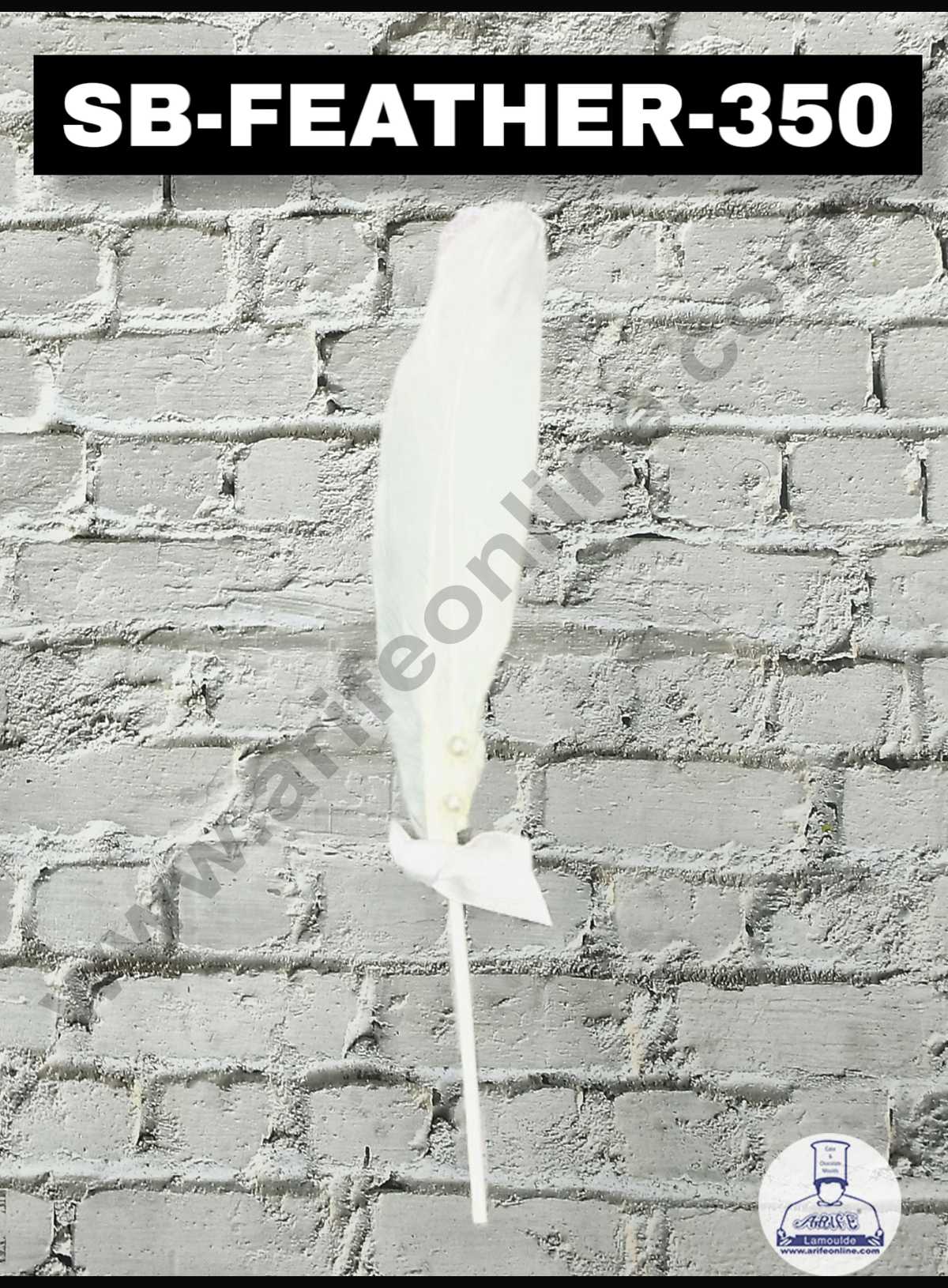 1pcs White Happy Birthday Feather Topper For Cake Decoration ( SB-FEATHER-350-White ) (ID)