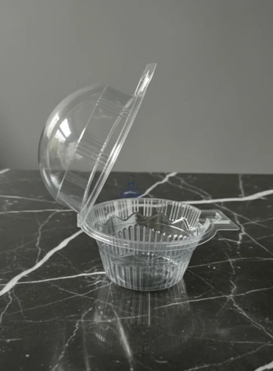 Clear Plastic Cup with a Attached Hinged Dome Lid | Mini Dessert Package