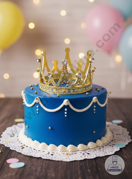 Golden Mini Gem and Leaf Tiara Cake Topper Crown - SBCR-72-11-G (MOQ 12 PCS) (LD)