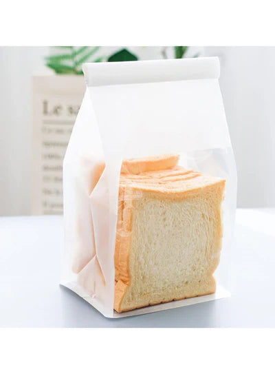 Medium bread pouch With Window-White - (28 X 17.5 X 10 cm) (Pack of 10) (SB-ZP-15) (MOQ 12 PACK)