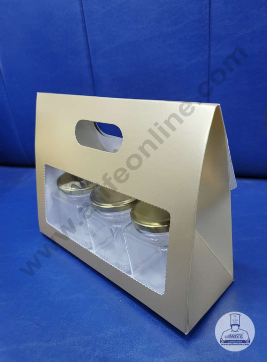 3 Mason Jar Paper Carry Bags Gold - Large (10 Pcs) (MOQ 12 PACK)