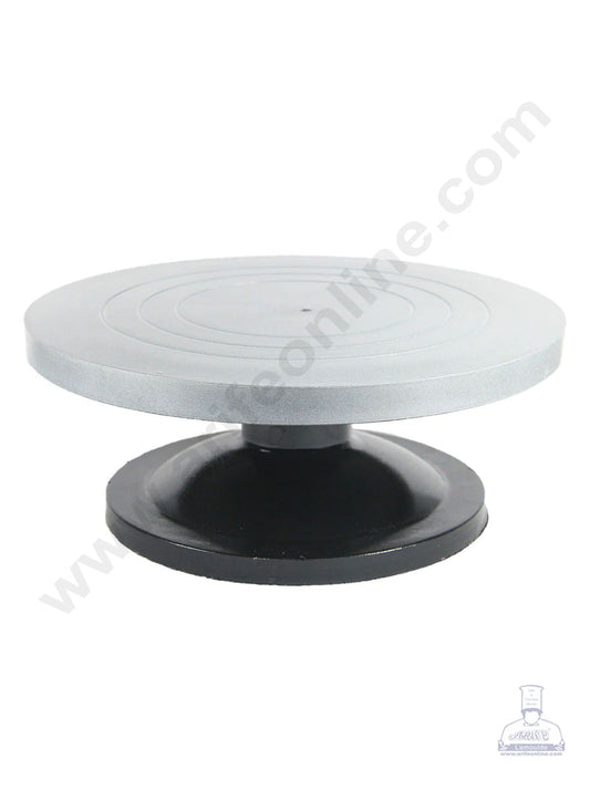 Cake Decor 360 Degree Rotating Cake Stand Cake Decorating Turntable, Silver & Black 12-inch