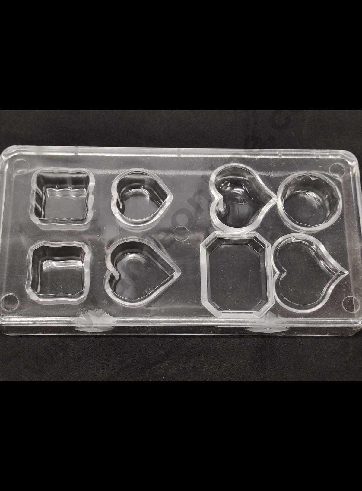8 Cavity Rectangle Square Round Diamond Mix Shape Small Polycarbonate Chocolate Mould (MOQ 12 PCS)