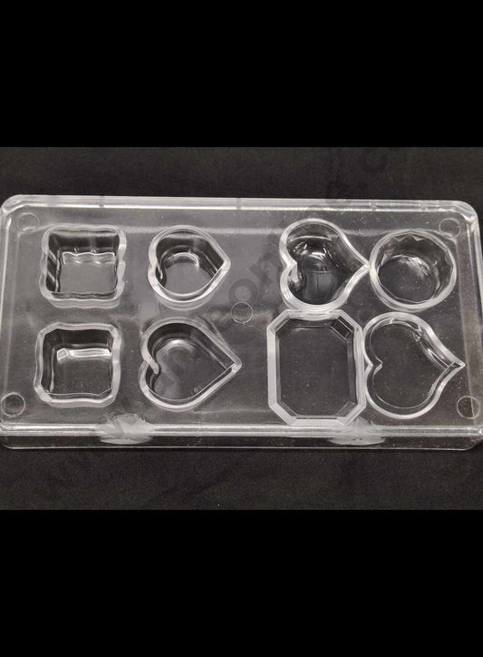 8 Cavity Rectangle Square Round Diamond Mix Shape Small Polycarbonate Chocolate Mould (MOQ 12 PCS)
