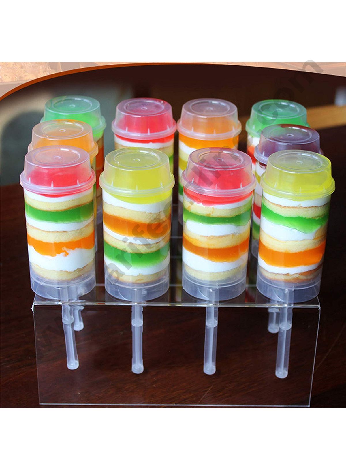 Cake Decor Clear Push-Up Cake Pop Shooter Push Pops Plastic Containers with Lids & Sticks, Pack of 12