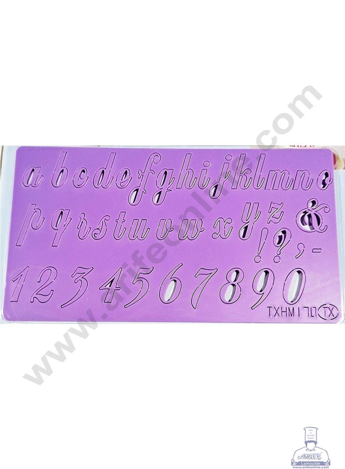 Cake Decor Cursive Lowercase Alphabet and Number Shape Acrylic DIY Stamp Embossed Fondant Cake Decorating TXHMI-70