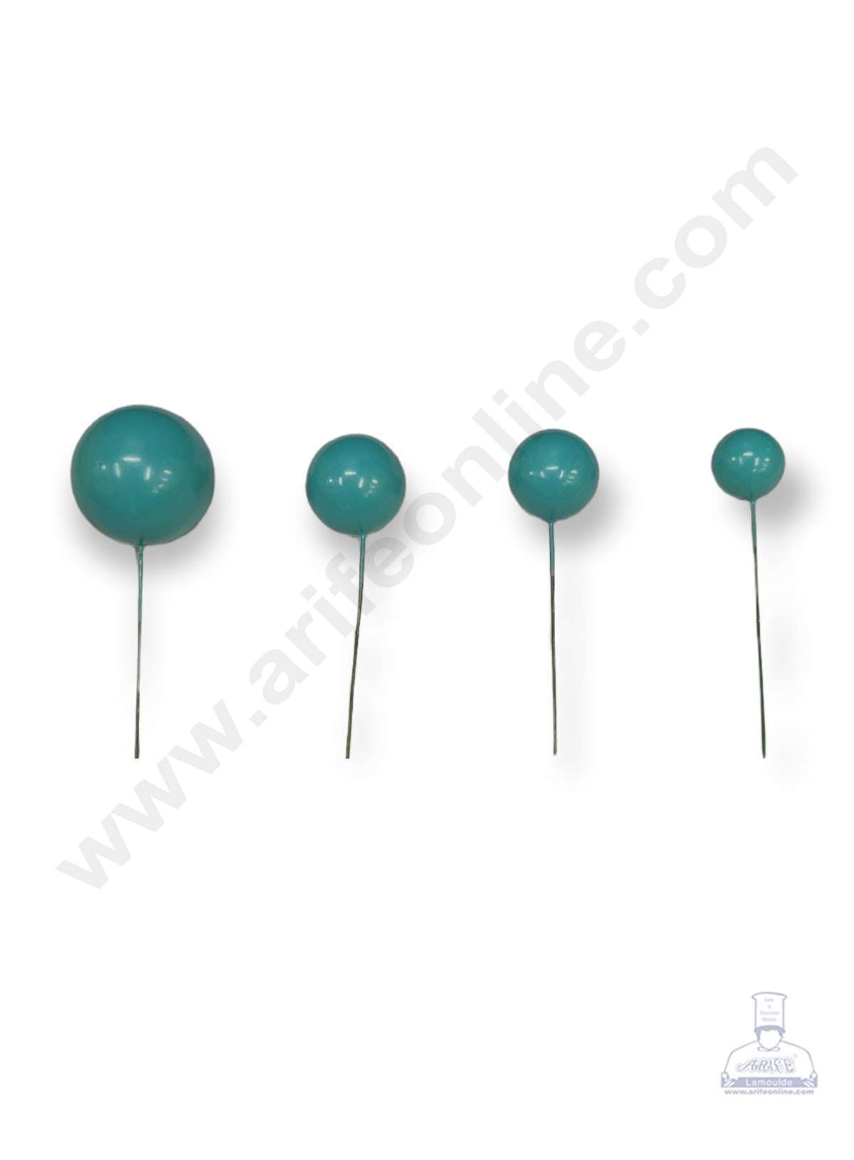 Cake Decor Cyan Balls Topper For Cake and Cupcake Decoration - (20pcs Pack)