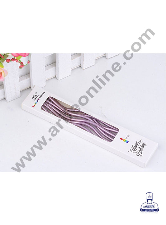Cake Decor Metallic Long Twisty Candles with Stand for Party Decoration for Cake and Cupcake - Rose Gold ( Set of 6 Pc )