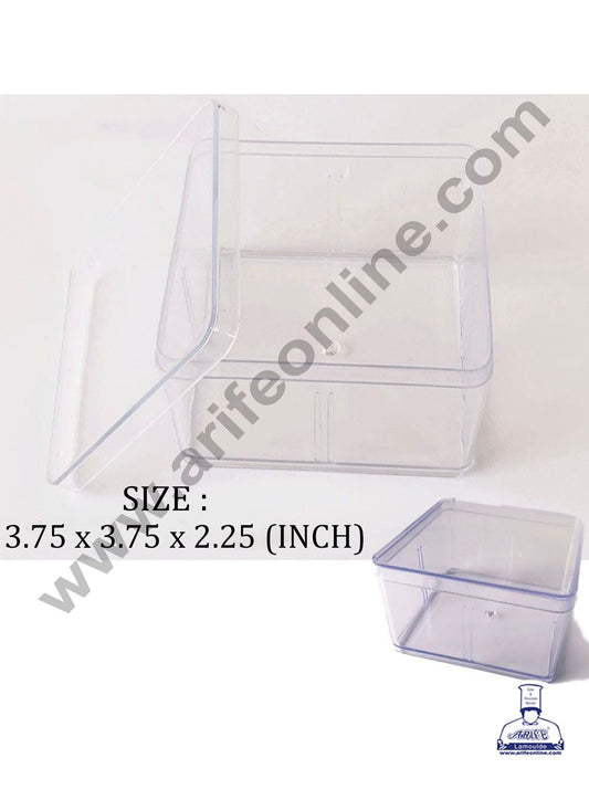 Cake Decor Transparent Acrylic Dessert Tub With Lid ( Pack of 10 )