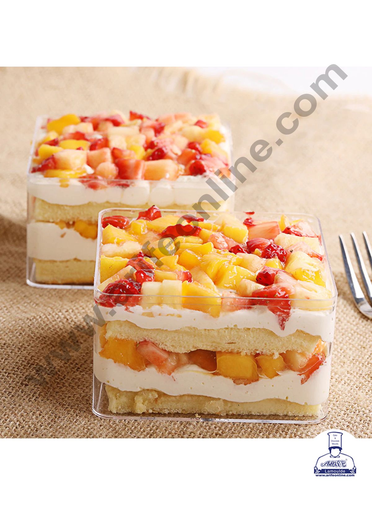 Cake Decor Transparent Acrylic Dessert Tub With Lid ( Pack of 10 )