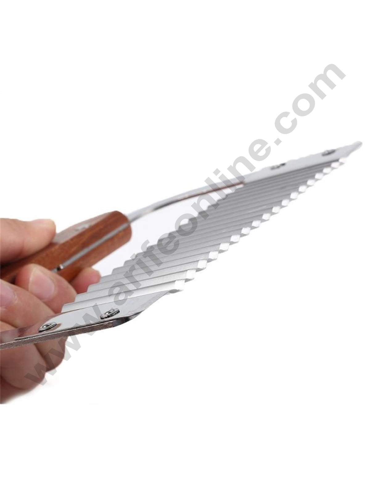 Cake Decor Vegetable Shaver Potatoes Knife Wave Knife Cutters Crinkle Chip Cutter Tool Stainless Steel Blade Wooden Handle