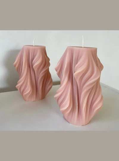 Curved Wavy Cylinder Silicone Candle Mould | Irregular Shape Scented Candle Making Mould | SB-SCM-DYF7529