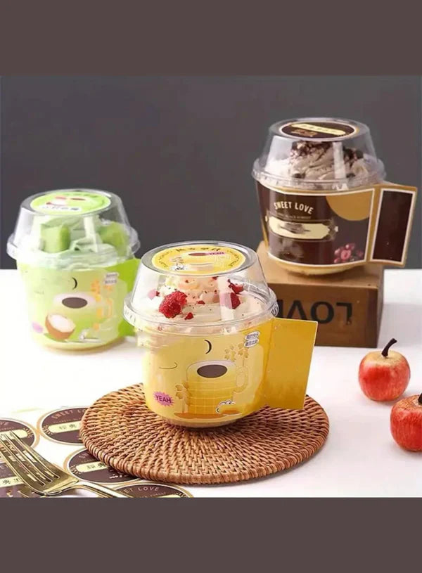 5 Pcs Pvc Container Dome Shape With Lid | Dessert Package (SB-QS038) (MOQ 100 PCS) (O.5)