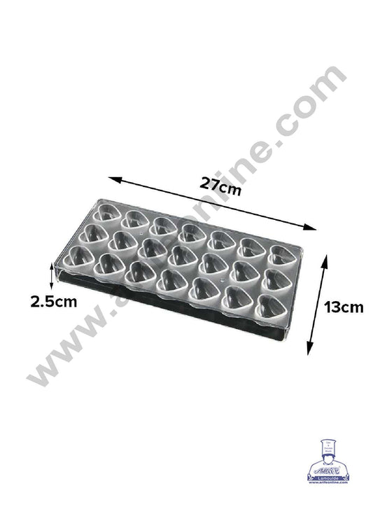 21 Cavity Heart Shaped Polycarbonate Chocolate Mold - ( FD-3417 ) (MOQ 12 PCS) (AME)