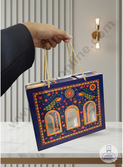 Fusion Diwali Bag Ribbon Handle With 3 Goodie Boxes Inside Foldable