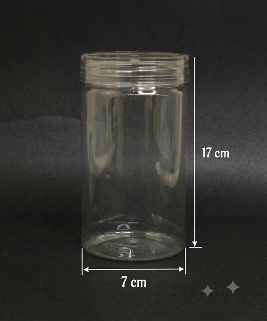 1 Piece Tall Plastic Transparent Cookies Jar With Clear Cap - 750 ml (MOQ 100 PCS) (ID)