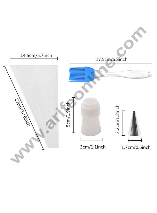 Cake Decor 9pc Set Of Pallet Knife Silicon Brush Nozzle Coupler with Silicon Piping Bag SBPN-003