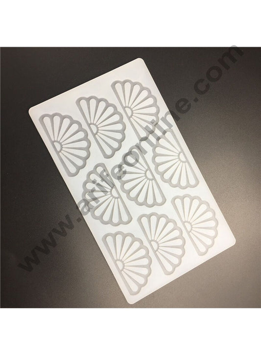 Cake Decor Silicon 9 in 1 Fan Shape Chocolate Garnishing Mould Cake Insert Decoration Mould