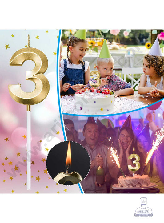 3D Birthday 3 Number Candle for Cake and Cupcake Decoration(1pc Pack) (MOQ 12 PCK) (M.5)