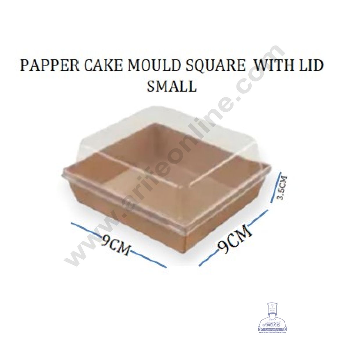 Square Shape Paper Moulds With Lid - Karft - Small (MOQ 100 PCS)