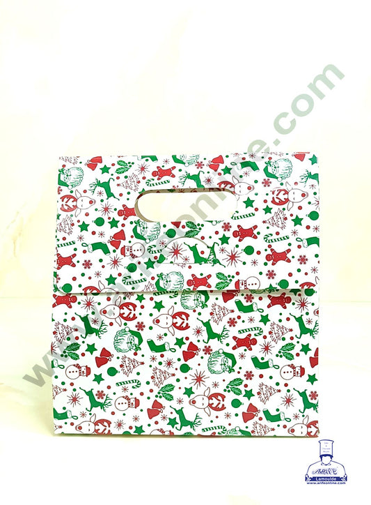 2 Mason Jar Paper Carry Bags Christmas Theme White - Medium (10 Pcs) (MOQ 12 PACK)