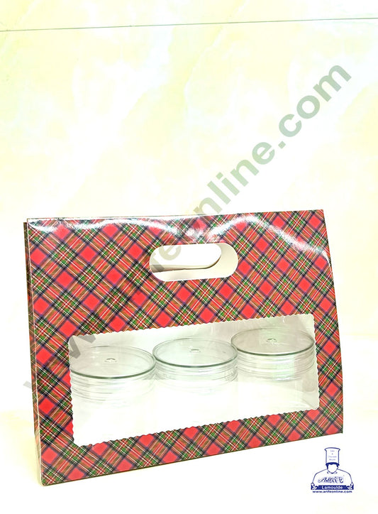 3 Mason Jar Paper Carry Bags Christmas Theme Red & Blue - Large (10 Pcs) (MOQ 12 PACK)