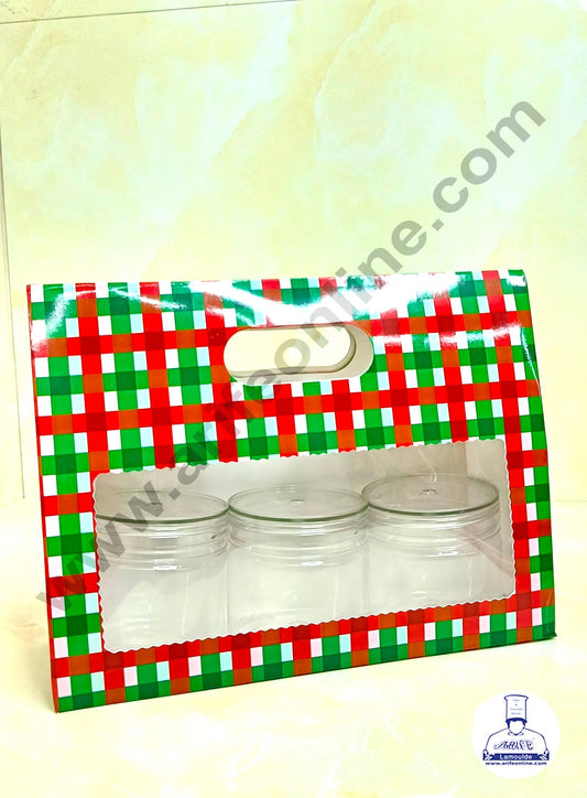 3 Mason Jar Paper Carry Bags Christmas Theme Red & Green - Large (10 Pcs) (MOQ 12 PACK)