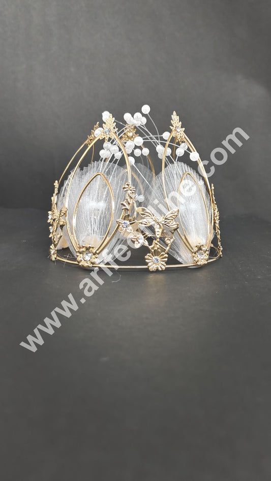 Birthday Cake Crown Chandelier Design Cake Topper Wedding, Cake Decoration For King, Queen, Prince & Princess Party Wedding Hair Accessories (MOQ 12 PCS) (ADD)