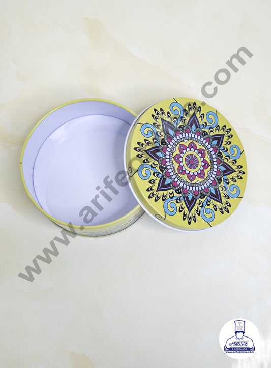 Printed Dream Tin (IMP) | Dream Cake Tin Torte cake Cookie Cake Tin - Yellow Color - 11 cm X 5cm (MOQ 160 PCS PER CRTN)