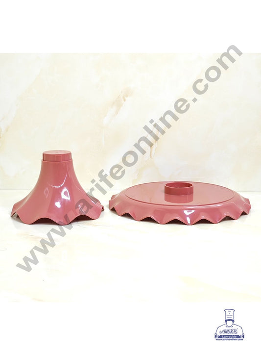 Small Detachable Plastic Cake Stand Wave Side | Cupcake Stand | Display Stand - Mauve Pink (MOQ 12 PCS)