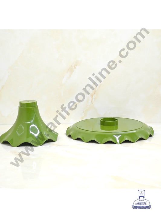 Small Detachable Plastic Cake Stand Wave Side | Cupcake Stand | Display Stand -Green (MOQ 12 PCS)
