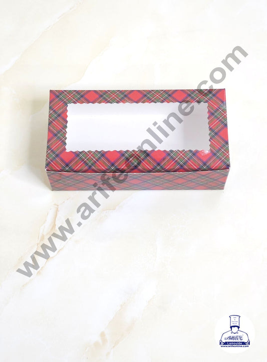 2 Cavity Brownie Boxes with Clear Window Christmas Theme - Red & Blue | Brownie Carriers - 10 Pcs Pack (MOQ 12 PACK)