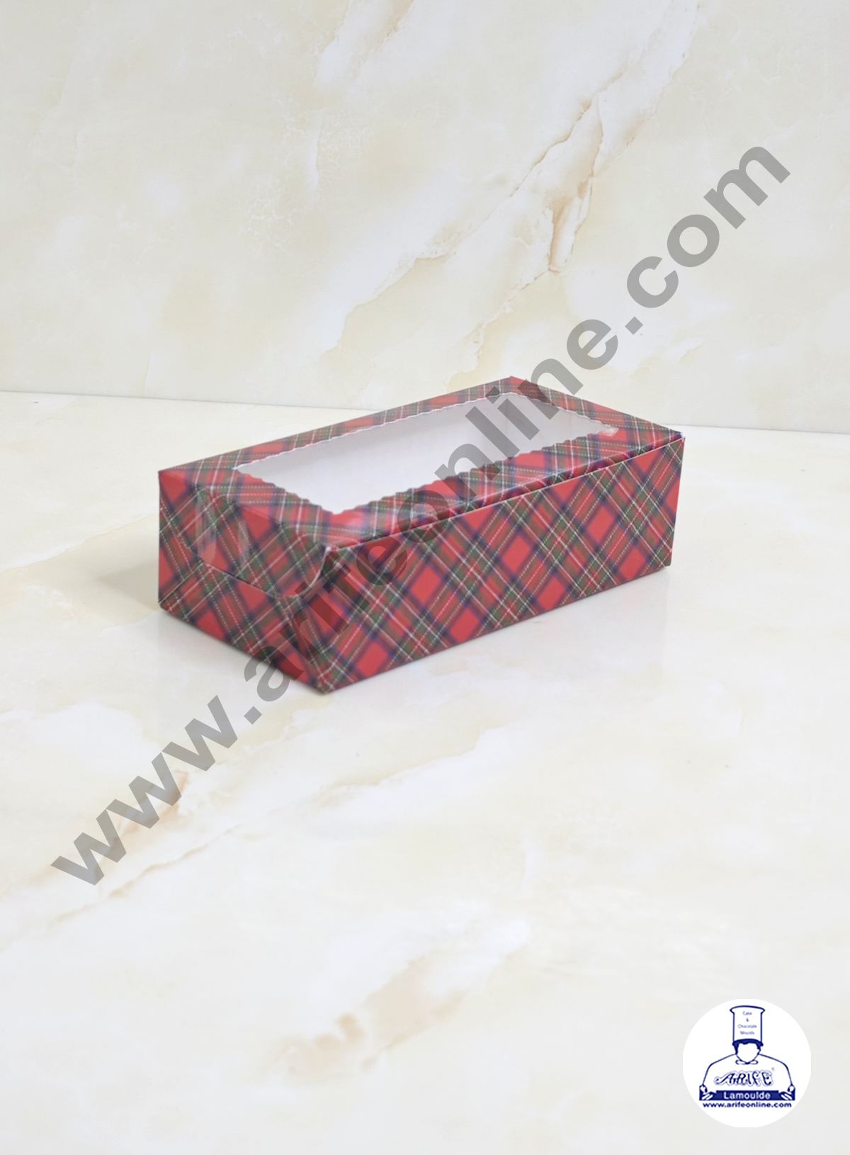 2 Cavity Brownie Boxes with Clear Window Christmas Theme - Red & Blue | Brownie Carriers - 10 Pcs Pack (MOQ 12 PACK)