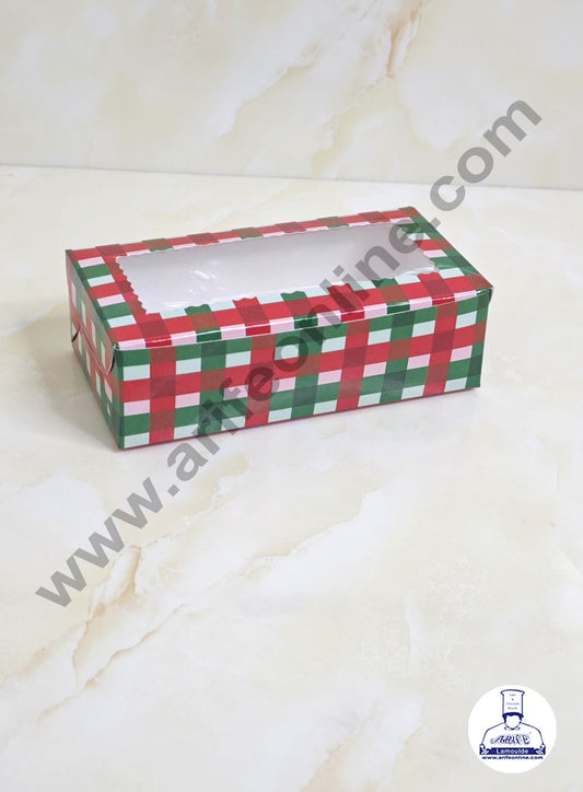 2 Cavity Brownie Boxes with Clear Window Christmas Theme - Red & Green| Brownie Carriers - 10 Pcs Pack (MOQ 12 PACK)