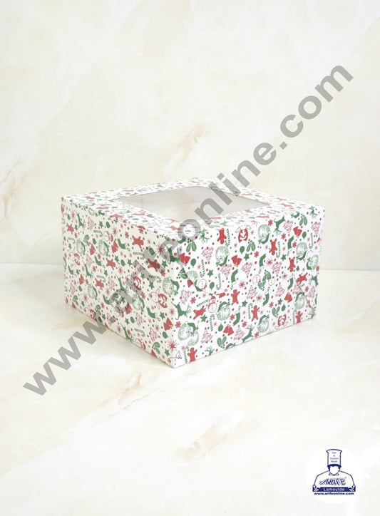 White Christmas design 1/2 kg Cake Box (8 x 8 x 5 inch) | Small | Print -01 | 10 Pcs Pack (MOQ 12 PACK)