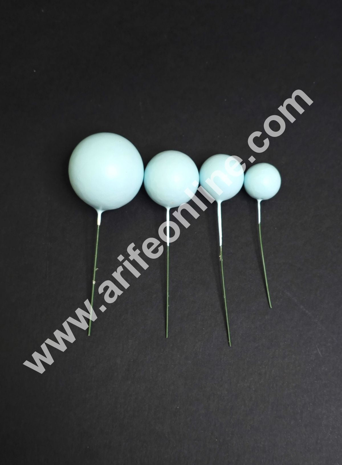 Matte Pastel Sky Blue Faux Ball Topper For Cake and Cupcake Decoration - 20 pcs Pack (MOQ 300 PACKET 1 CRTN) (IM)